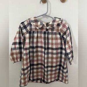 H&M Plaid Long Sleeve Dress - Cream, Brown, Pink, Black